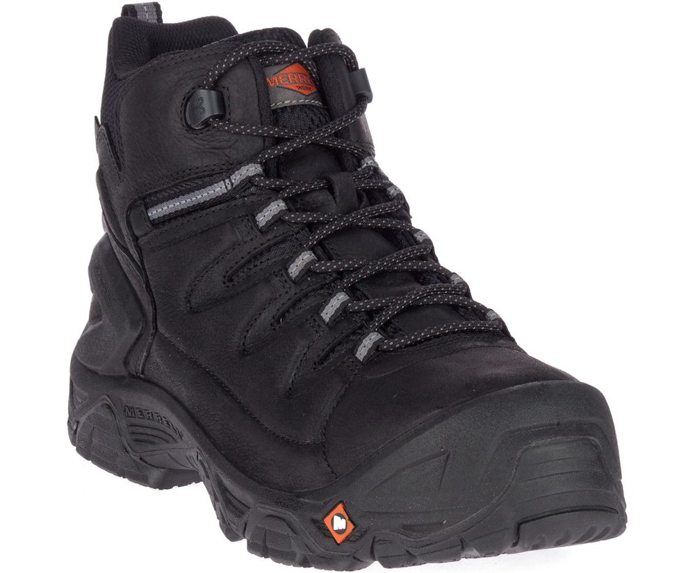 Kozaki Merrell Męskie Czarne - Strongfield Skórzane 6\" Waterproof Comp Toe - 597231-DVE